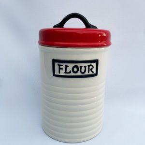 Cute Red and White  Flour Jar